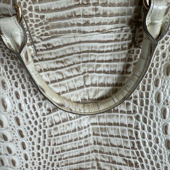 Brahmin Duxbury Satchel Shoulder Bag Beige White Melbourne Croc Embossed Purse‎ - Picture 11 of 16